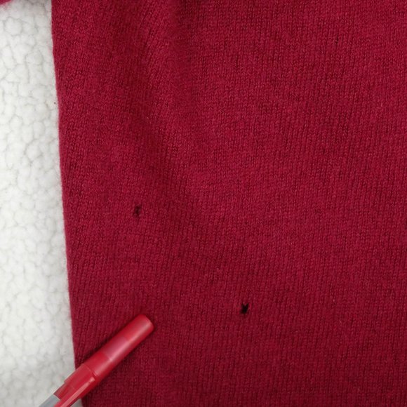 Woolovers Cardigan Womens Medium Red Burgandy Cashmere Merino Button Up Preppy - Picture 11 of 12